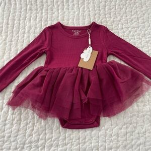 NWT Angel Dear Long Sleeve Modal Rib Tulle Tutu Bodysuit 12-18M